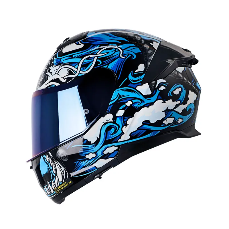 CASCO LS2 FF808 DRAGONTINE NEGRO AZUL MATE