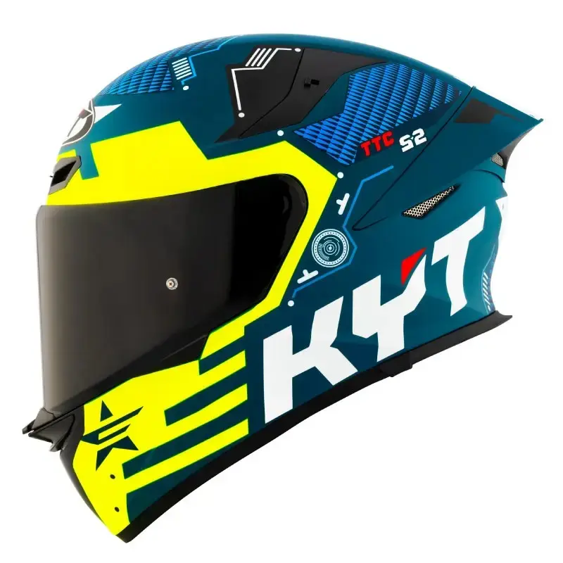 CASCO KYT TITANIO REVO FUSELAGE VERDE AMARILLO BRILLANTE