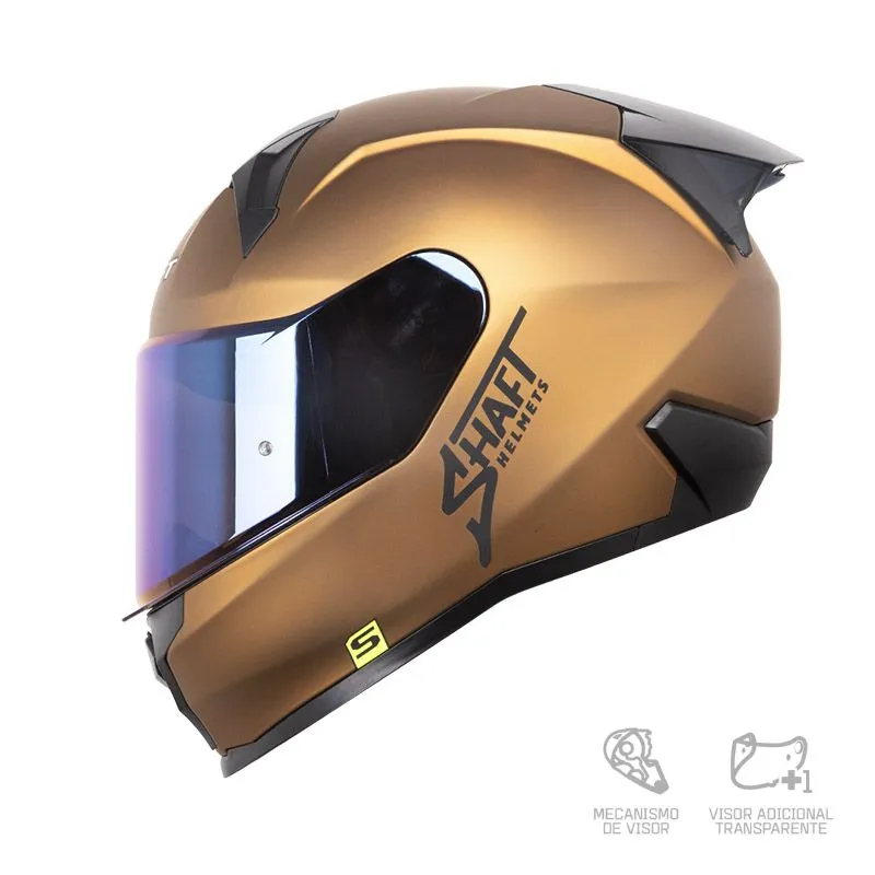 CASCO SHAFT 560 EVO SOLID CROMADODO DORADO NEGRO MATE
