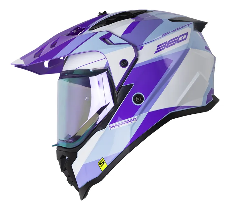 CASCO SHAFT MX360 MIHO AZUL CLARO MORADO BRILLANTE