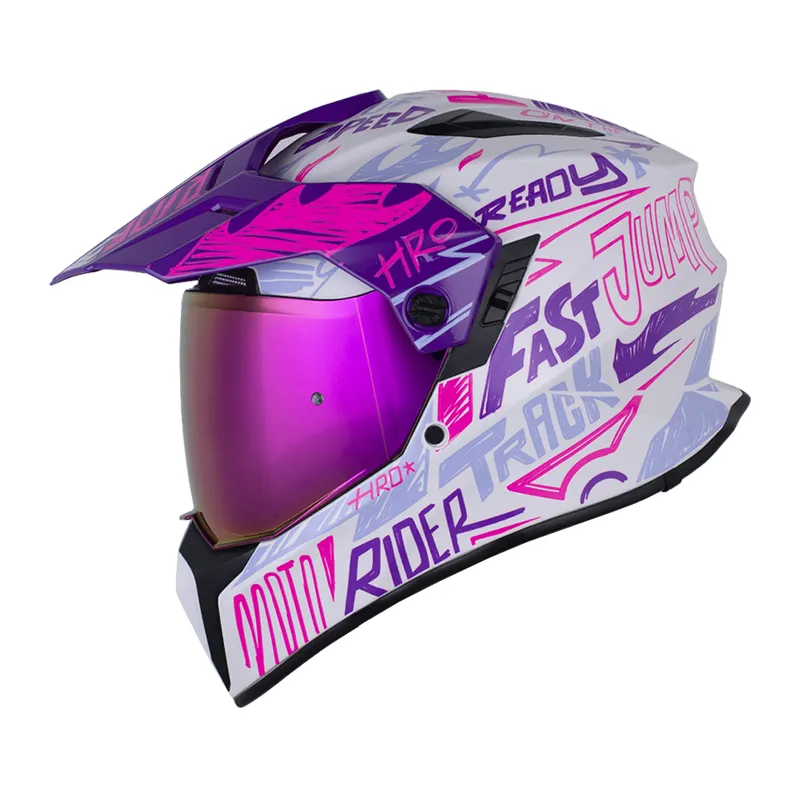 CASCO HRO MX340 DV STRIPE BLANCO MORADO BRILLANTE
