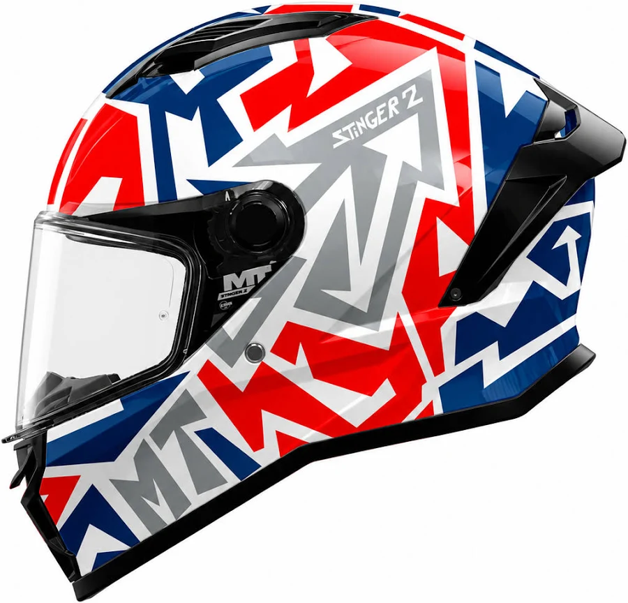 CASCO MT STINGER 2 MELD D7 BLANCO ROJO AZUL BRILLANTE