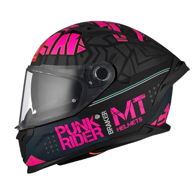 CASCO MT BRAKER SV PUNK RIDER B8 NEGRO FUCSIA MATE