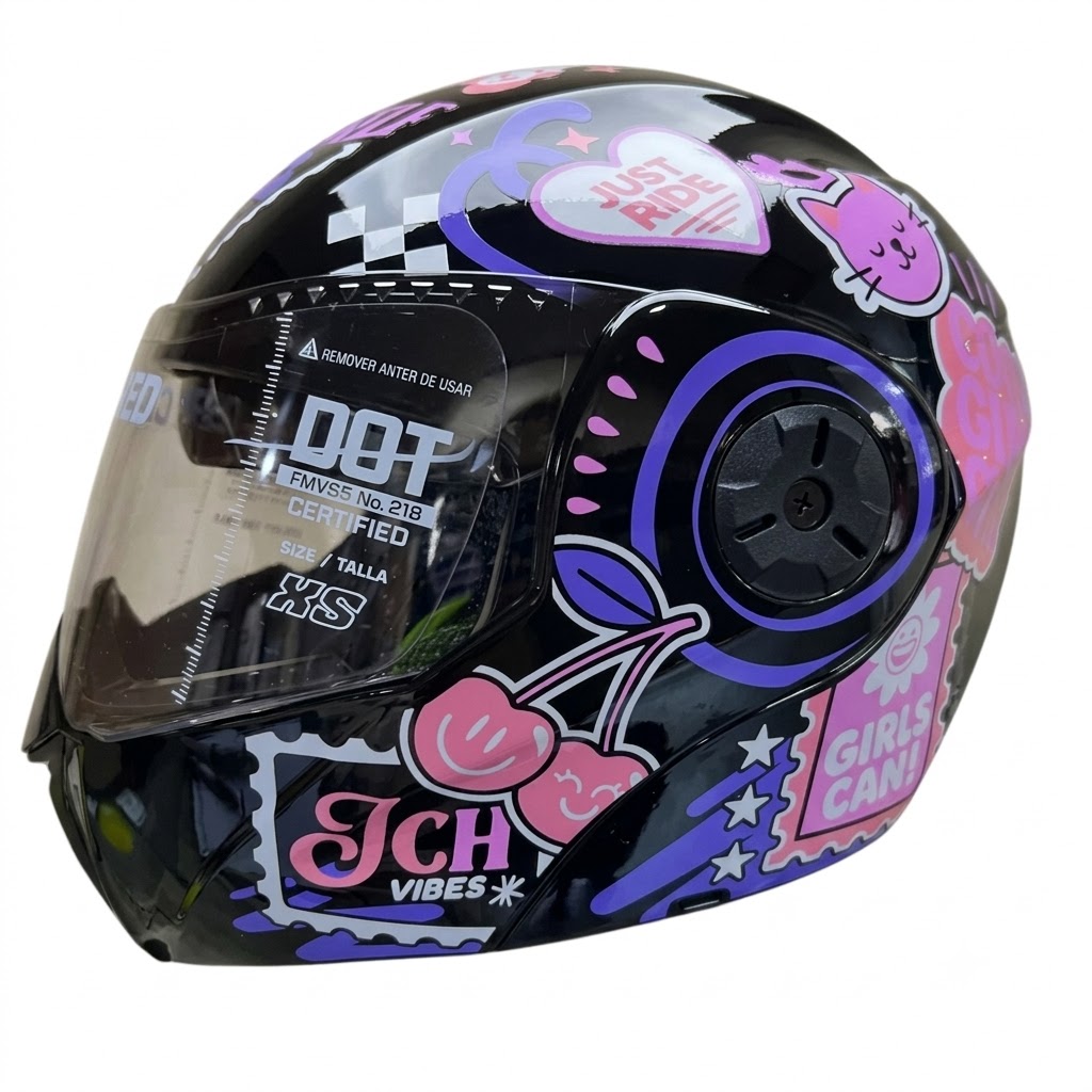 CASCO ICH 3110S SPARKZ NEGRO ROSADO BRILLANTE