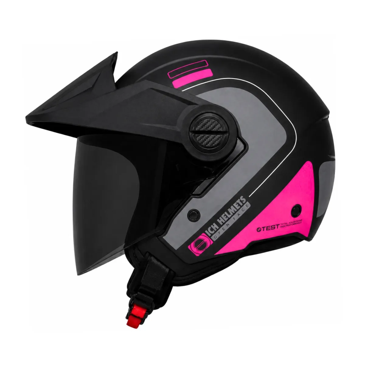 CASCO ICH 102 BLUR NEGRO GRIS OSCURO FUCSIA MATE