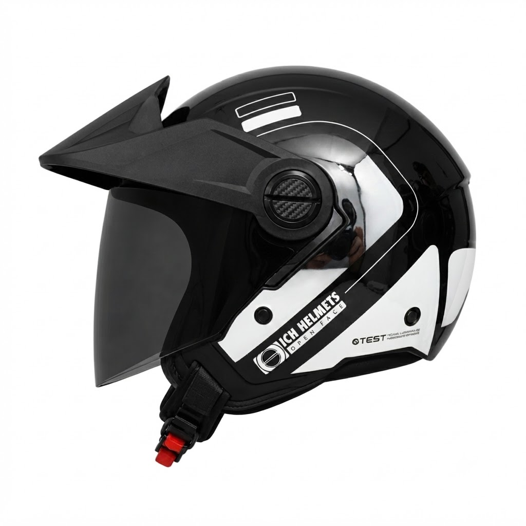 CASCO ICH 102 BLUR NEGRO GRIS OSCURO BLANCO BRILLANTE