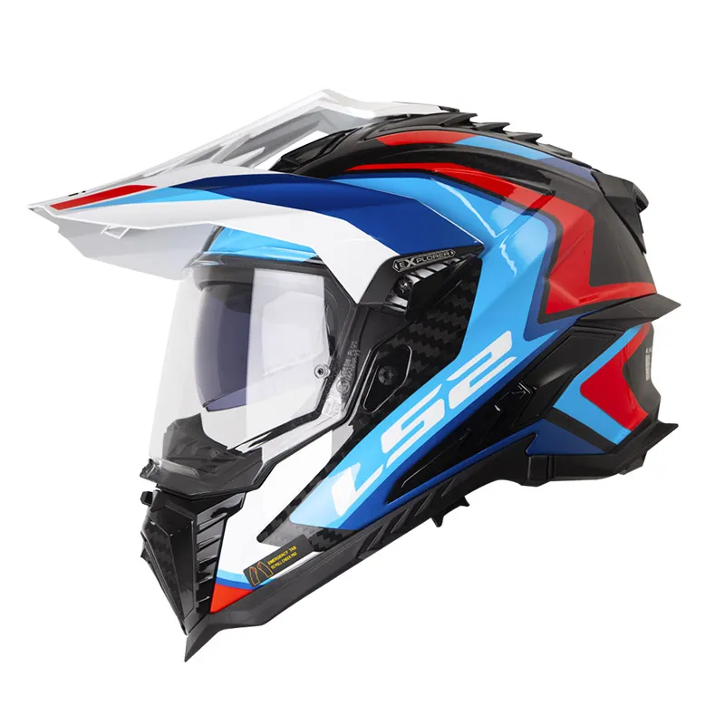 CASCO LS2 MX701 EXPLORER CARBON FRONTIER II BLANCO AZUL BRILLANTE