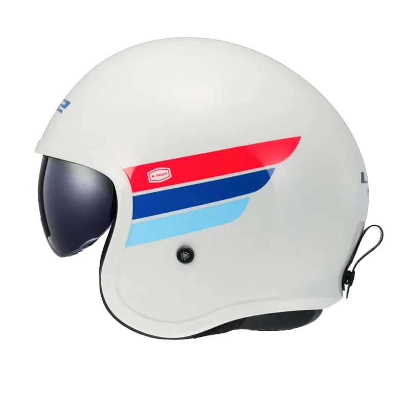 CASCO LS2 OF599 RETRO BLANCO AZUL BRILLANTE