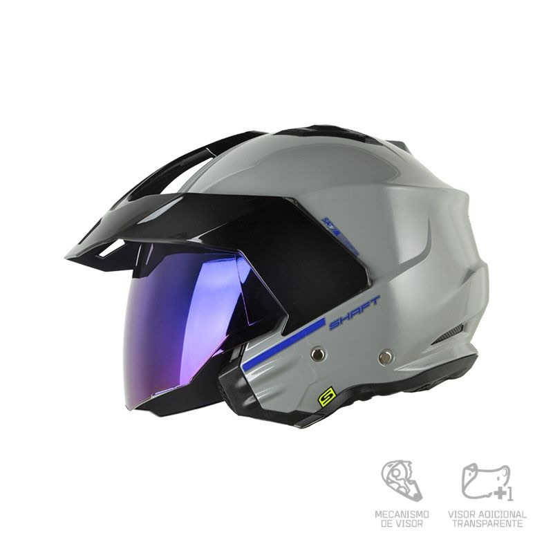 CASCO SHAFT 227 TRIAL SOLID GRIS AZUL BRILLANTE
