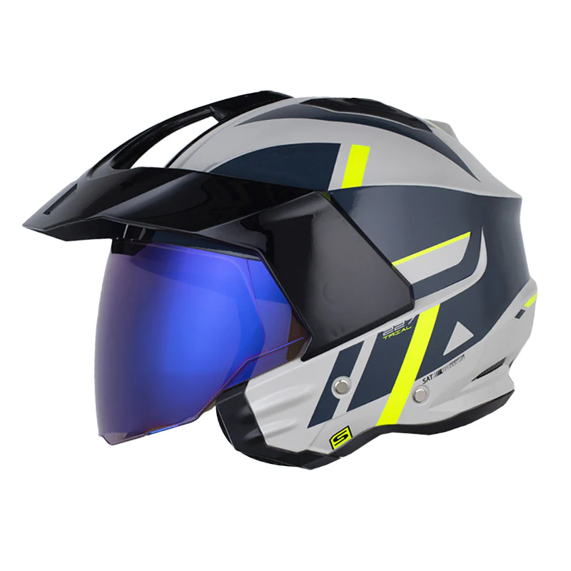 CASCO SHAFT 227 TRIAL STRAIKER GRIS CLARO AMARILLO NARANJA BRILLANTE