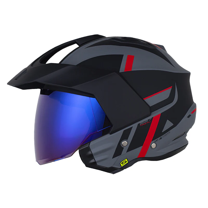 CASCO SHAFT 227 TRIAL STRAIKER GRIS OSCURO ROJO MATE