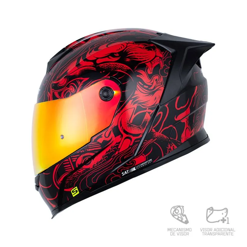 CASCO SHAFT 502SP THUNDER NEGRO ROJO BRILLANTE