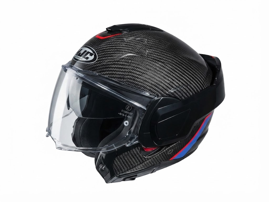 CASCO HJC F100 CARBON STAN MC21 NEGRO AZUL BRILLANTE