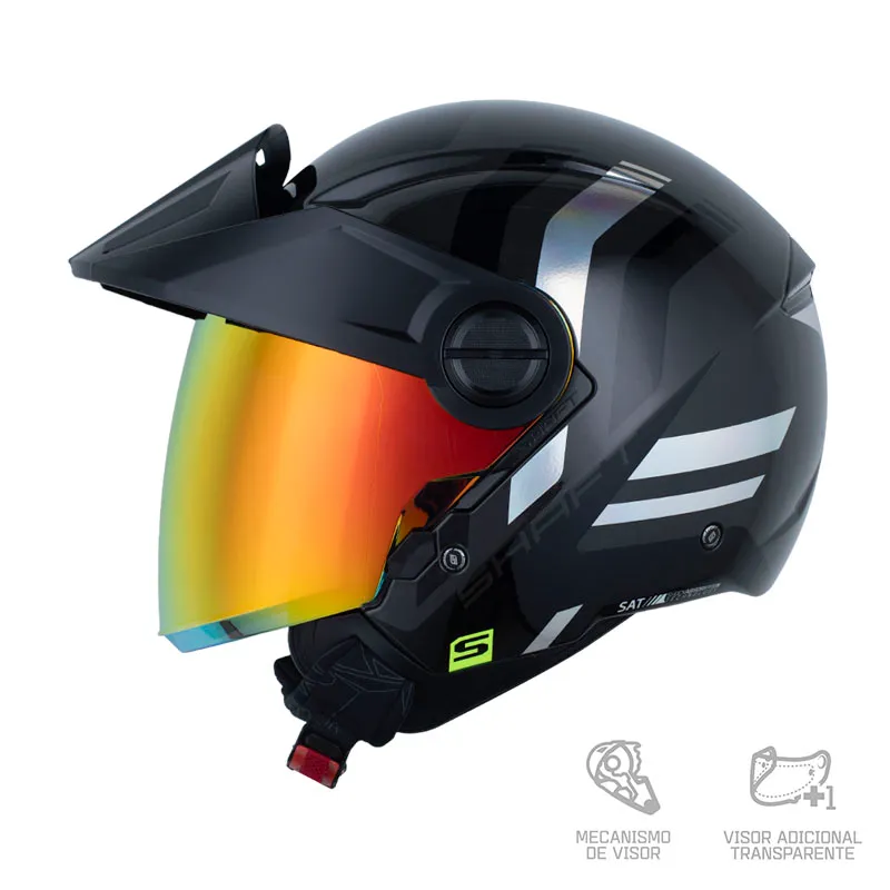 CASCO SHAFT 212 FLYGOD GRIS OSCURO NEGRO BRILLANTE