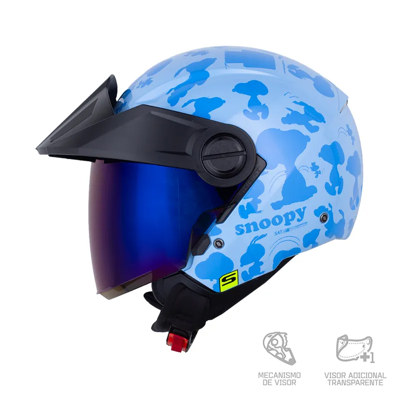 CASCO SHAFT 212 SNOOPY THE DOG AZUL CLARO BRILLANTE