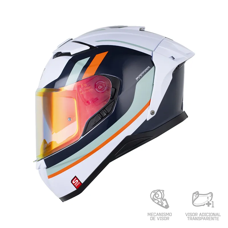 CASCO SHAFT PRO 606SP MISSING AZUL CLARO NARANJA NEON BRILLANTE