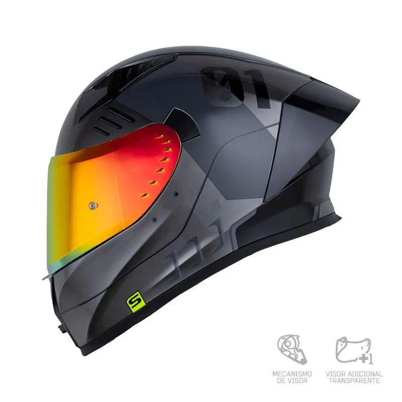 CASCO SHAFT 526SP EVO TROY GRIS METALIZADO GRIS OSCURO BRILLANTE