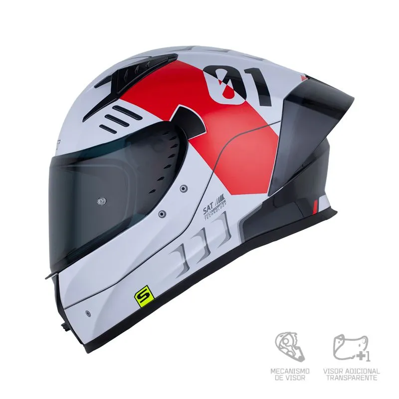 CASCO SHAFT 526SP EVO TROY GRIS CLARO ROJO BRILLANTE