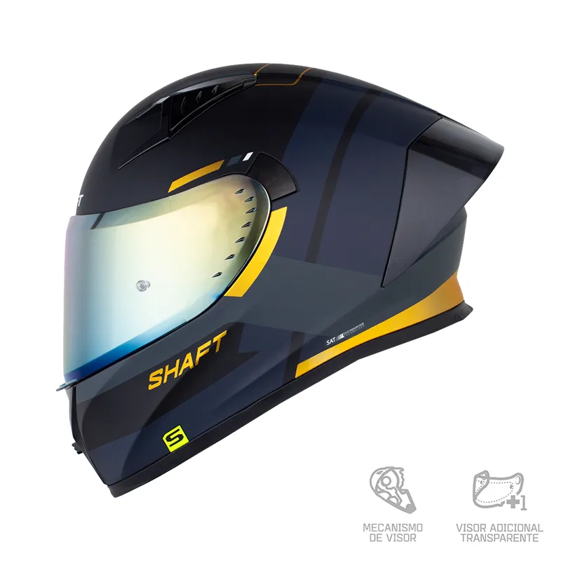 CASCO SHAFT 526SP EVO LINER NEGRO HOLOGRAFICO DORADO MATE