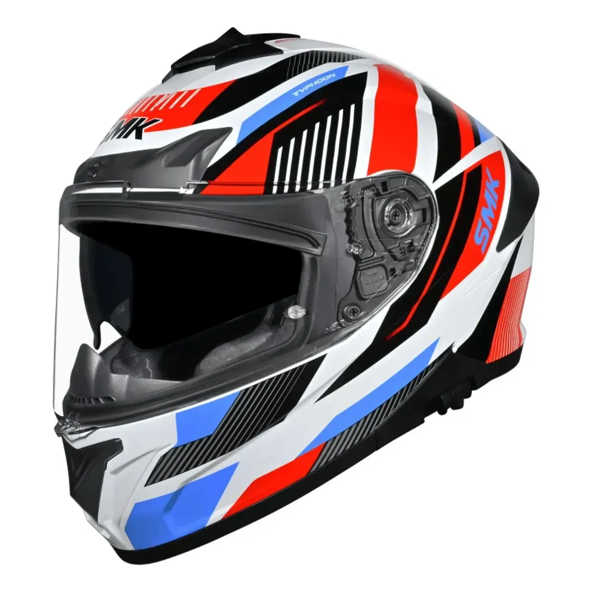 CASCO SMK TYPHOON SPARK GL135 BLANCO ROJO AZUL BRILLANTE