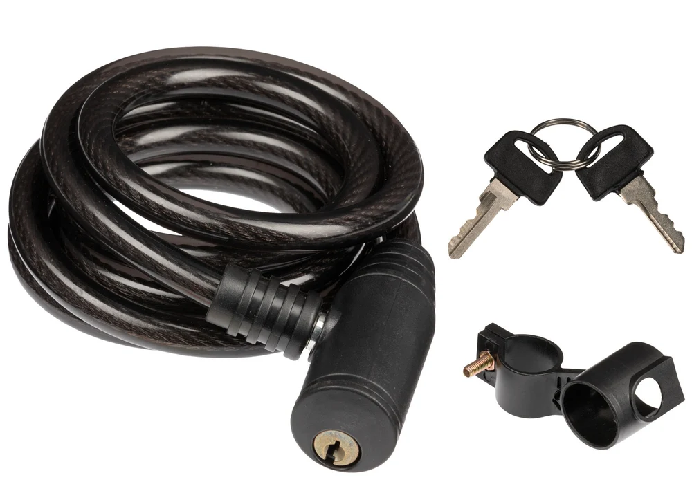 GUAYA GW CANDADO CABLE ESPIRAL LLAVE 10X1500MM NEGRO