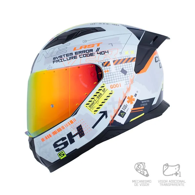 CASCO SHAFT 549SP CODEX GRIS CLARO NARANJA NEON BRILLANTE