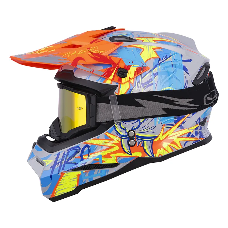 CASCO HRO MX03 TAIGA GRIS AMARILLO NEON BRILLANTE