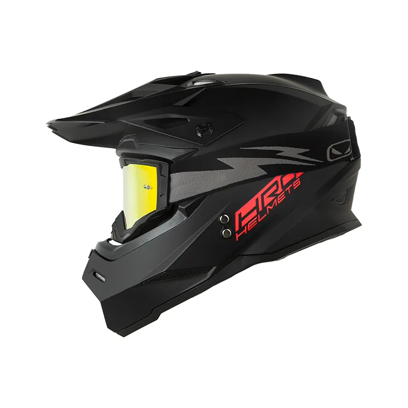 CASCO HRO MX03 SOLID NEGRO ROJO MATE