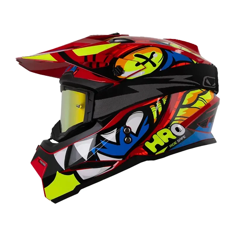 CASCO HRO MX03 RIOLU ROJO NARANJA NEON BRILLANTE