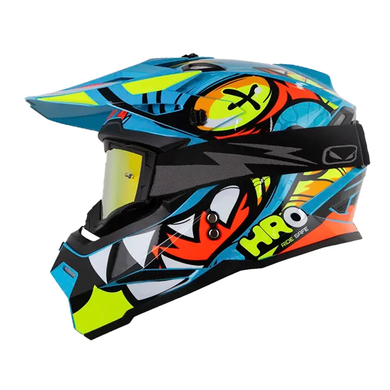 CASCO HRO MX03 RIOLU AZUL CLARO BRILLANTE