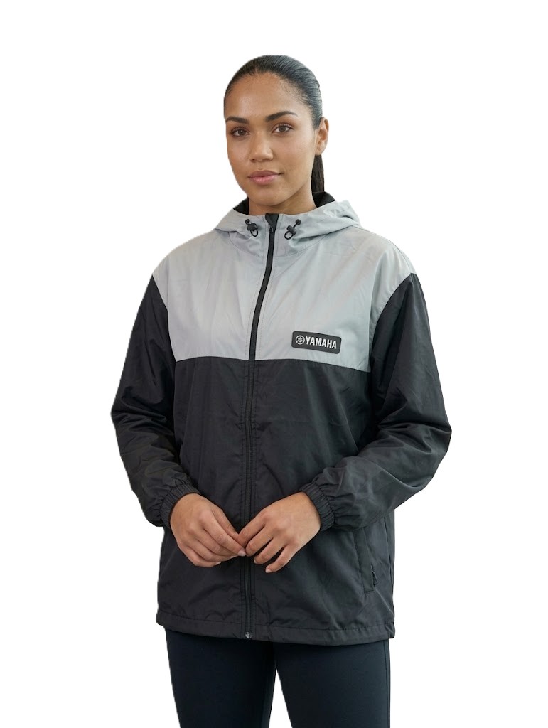 CHAQUETA CORTAVIENTO YAMAHA NEGRO GRIS FEM