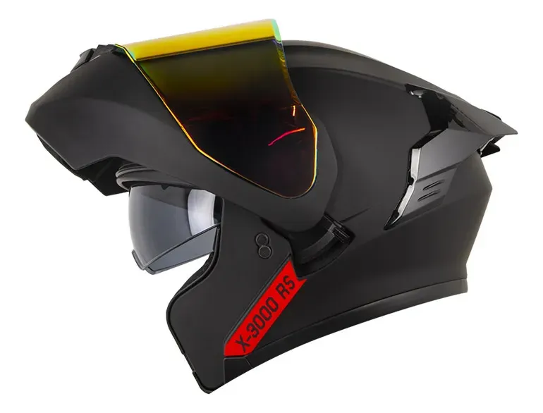 CASCO X-ONE X-3000RS SOLID NEGRO ROJO BRILLANTE