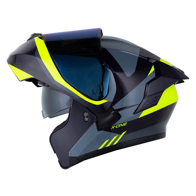 CASCO X-ONE X-3000RS STOPPER AZUL OSCURO AMARILLO NEON BRILLANTE