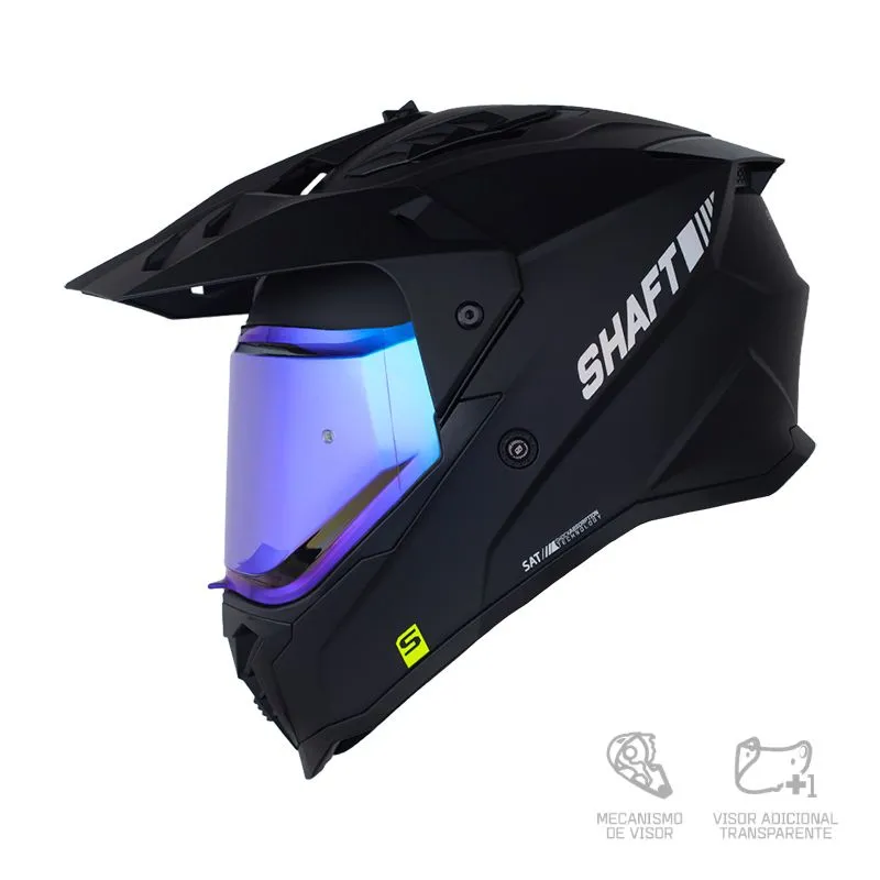CASCO SHAFT MX360 SOLID NEGRO HOLOGRAFICO SILVER MATE