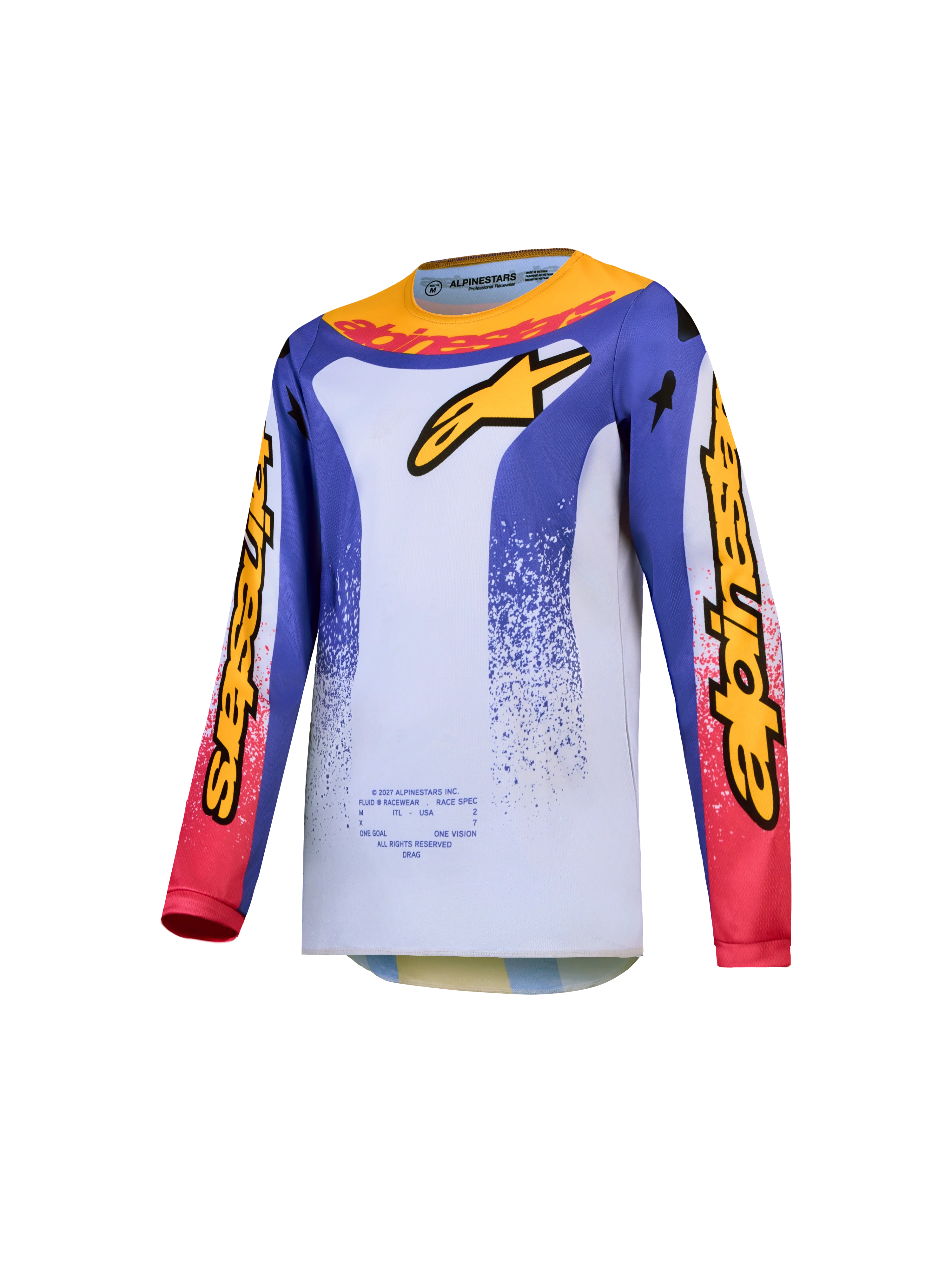 JERSEY ALPINESTARS YOUTH FLUID DRAG LILA AZUL DORADO