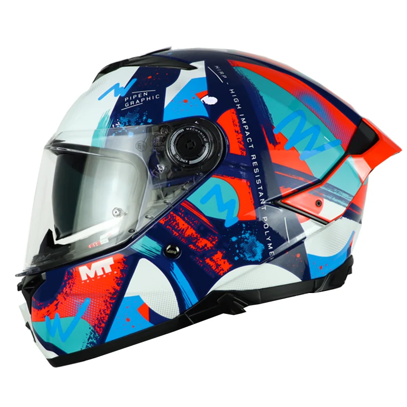 CASCO MT THUNDER 4 R SV PIPEN C7 AZUL BLANCO ROJO BRILLANTE